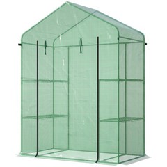 4.67 x 2.4 ft Walk-in Greenhouse Garden Hot House with 4 Shelves Roll-Up Door
