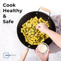 3 Pack Mainstays 13.75″ Carbon Steel Nonstick Wok Pan Stir-Fry Cooking Cookware