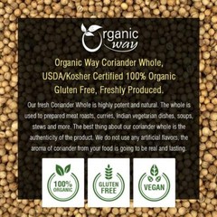 Organic Way Coriander Whole – Adds Flavour | Organic, Kosher & USDA Certified
