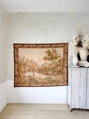 5.7ftx4.6ft Vintage Tapestry Wall Hanging French Landscape Scene JP Label Earth
