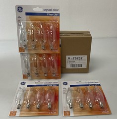 GE 40 Watt Crystal Clear Bent Tip CA-Type Light Bulbs w/Candelabra Base-16 Bulbs