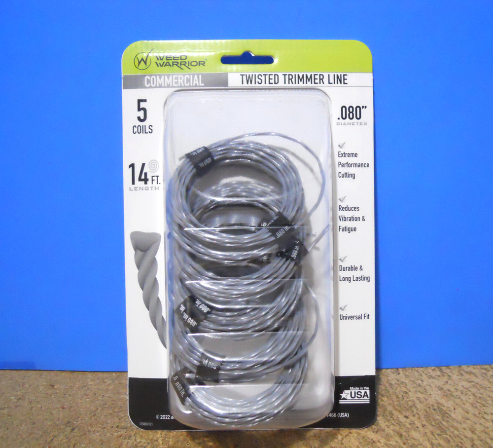 Weed Warrior Commercial Twisted Trimmer Line 5 Count Coil Packs .080″ x 14 ft.