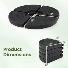 4 Piece 140 Lbs Umbrella Base, Offset Umbrella Weights with Black 140.0 Pounds