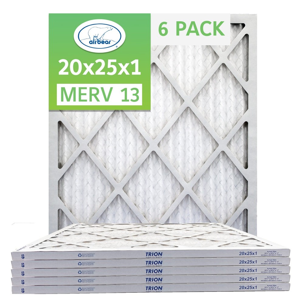 Trion Air Bear T13-20251-6P – 20″ x 25″ x 1″ Pleated Air Filter (6-Pack) MERV 13