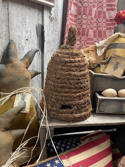 Handmade Primitive Grungy Bee Skep 12×8