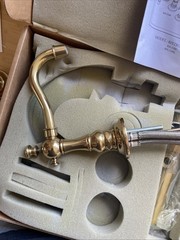 RH Restoration Hardware Bistro Lever Handle Wide Spread Faucet Aged Brass 057