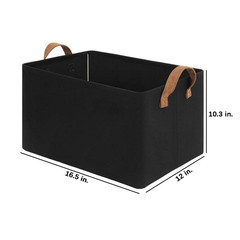 Black 16.5 In. X 10.3 In. Fabric Decorative Basket Set of 2 with Handles