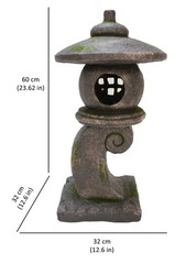 24IN H Gray Stone Lantern Statue Garden Decor Garden Statue Pagoda Yard Decor