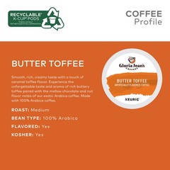 Gloria Jean’s Butter Toffee, Keurig K-Cup Pods, Medium Roast Coffee, 24 Count