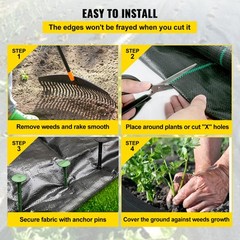 VEVOR 6′ x 300′ Woven Ground Cover Landscape Fabric 3.2-ounce Weed Barrier