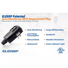 4.67 In. 15 Amp Manual Reset 3 Prong Portable GFCI Replacement Plug Assembly