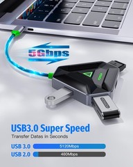 Multiple USB C Hub, USB Docking Station with HDMI Adapter, 3 USBA 3.0 Splitter D