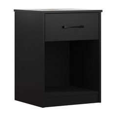 Mainstays Ardent Nightstand, 1 Drawer Bedside Table, Wood Storage Cabinet, Black