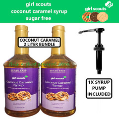 2x GIRL SCOUTS Sugar Free COCONUT CARAMEL SYRUP + 1X PUMP Coffee Baking Desserts