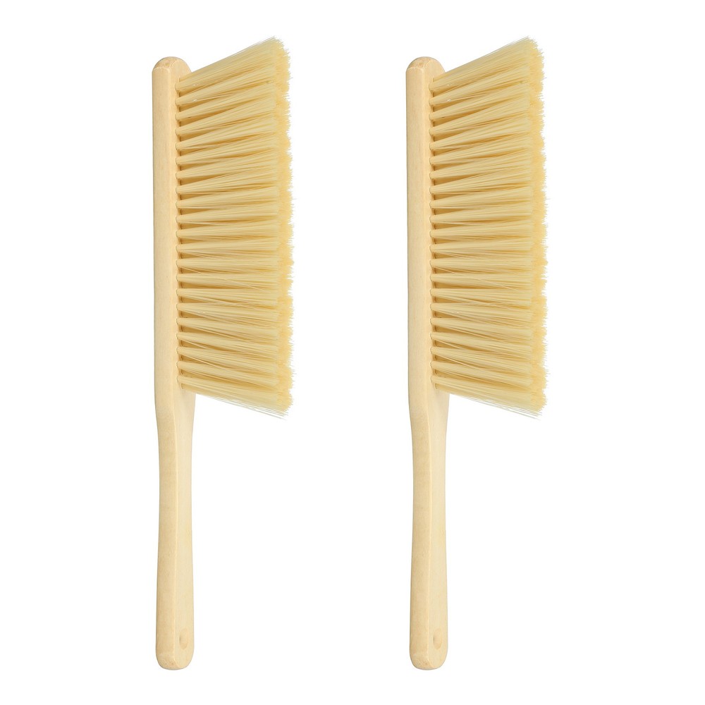 2pcs Wooden Dust Brush 14 Inch Hand Broom Cleaning Brush Soft Bristle Yellow