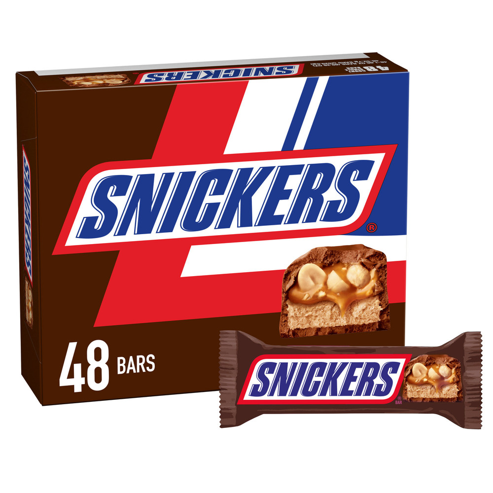 Snickers Chocolate Candy Bars, Full Size, 1.86 Oz 48-Count Caramel Nougat Peanut