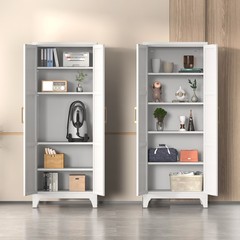 Freestanding Kitchen Pantry Storage Cabinet 3 Adjustable Shelves Metal Cupboards