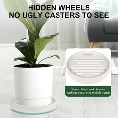2 Pack Plant Caddy Hidden Wheels, 9.8in Beige Rolling Stand, Dolly Tray Tool
