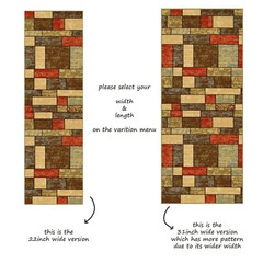 Custom Size Stair Hallway Runner Rug Non Slip Rubber Back Multicolor Tiles 3D