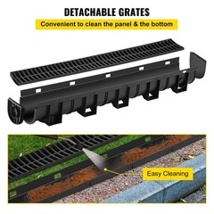 VEVOR Drainage Trench Driveway Channel Drain Kit Plastic Grate-5.8″x5.2″-6 Pack