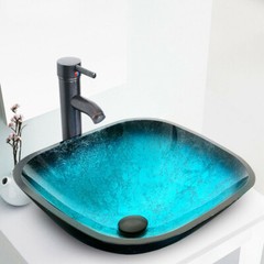Bathroom Vessel Sink Glass Ceramic Bowl Drain Faucet Combo Pop Up Basin Set US