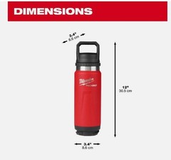 Milwaukee 24 oz Insulated Bottle Red Chug Lid PACKOUT 48-22-8396R New