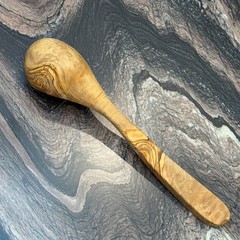 14″ Olive Wood Ladle Handmade in Tunisia, Gorgeous Unique Wood Characteristics