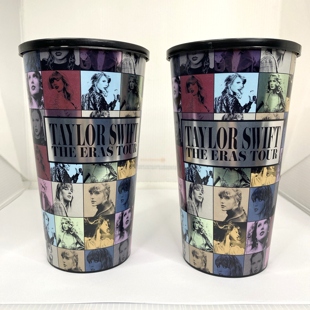 LOT OF 2-Taylor Swift THE ERAS TOUR Movie 32 oz Plastic Cups w/lids