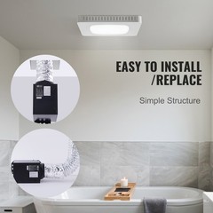 VEVOR 110 CFM Bathroom Exhaust Fan 1.5sones Bath Fan Low Noise with Light