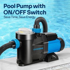 1.5/2.0 HP Self Primming Swimming Pool Pump for In/Above ground Pool w/ Strainer