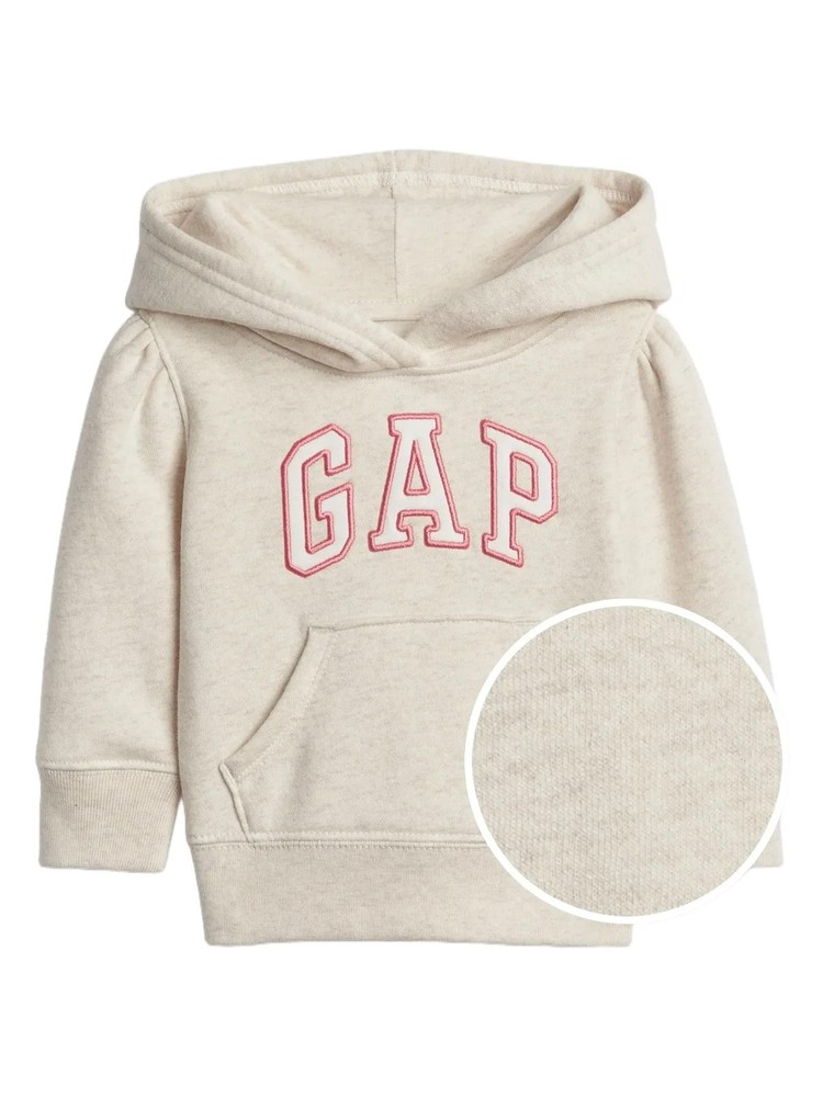 GAP baby girls Logo Pullover Hoodie Sweatshirt, Heather Grey, 6-12 Months US