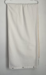 Dynamene Linen Blend Fabric Shower Curtain White Yellow Stripes Fringe 72” x 72”