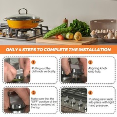 W10594481 Stainless Steel Stove knob for Whirlpool Gas Cooktop Range/Oven