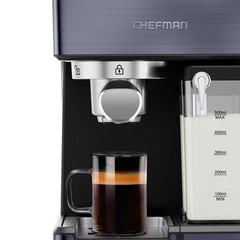 Chefman 20-Bar 2 Cup Black Stainless Espresso Machine (Open Box)