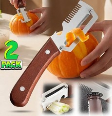 2 PCS 3-in-1 Multifunctional Vegetable Peeler with Wooden Handle,Julienne Slicer