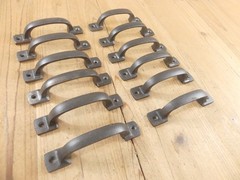12 Cast Iron Kitchen Cabinet Handles *SOME RUST* Drawer Pulls Nickel Silver Door