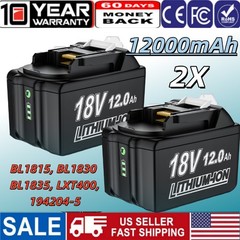 2PACK 18V For Makita 12.0Ah Lithium-Ion LXT BL1830 BL1850 BL1860 Battery tool