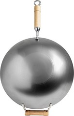 JOYCE CHEN Classic Series 14-Inch Carbon Steel Wok with Birch Handles Round Bott