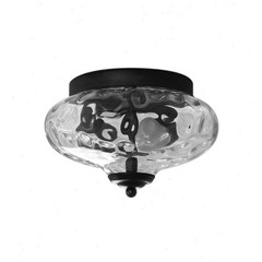 HUOKU Lumivt 2-Light 9.8 in.W Matte Black Hammered Glass Flush Mount Light