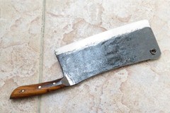 Crude – 8 Inch Small Handle Rivet Carbon Steel Meat Cleaver, Forged, Small Hands