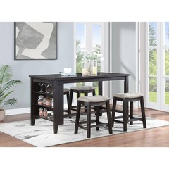 Coaster Elliston 24.25 in Dark Grey Beige Counter Height Saddle Bar Stools 2pc