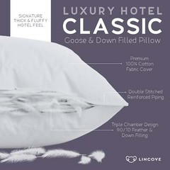 Lincove Classic™ Hotel Collection Down and Feather Bed Pillow – Made in the USA