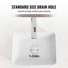 VEVOR Modern Ceramic Vessel Sink 16″ x 12″ Bathroom Vanity Bowl Countertop White