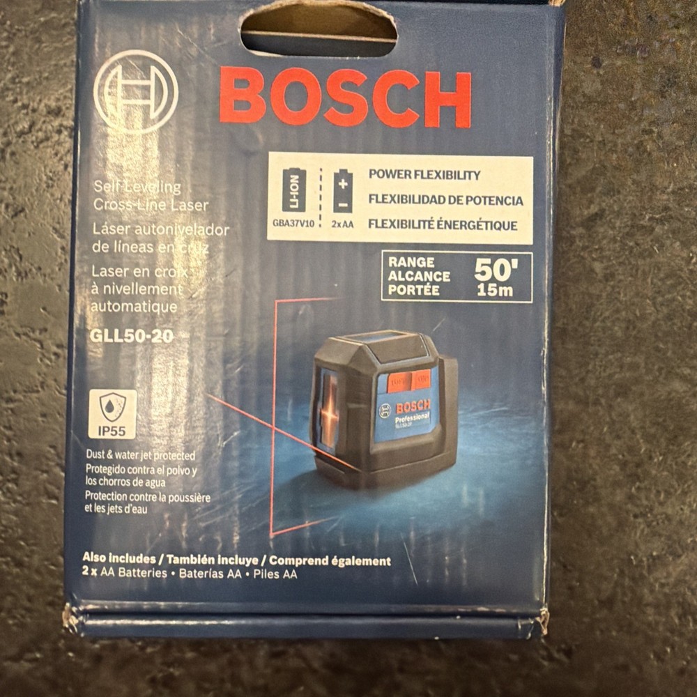 Bosch GLL50-20 50ft Range Self Leveling Cross Line Laser Brand New Sealed
