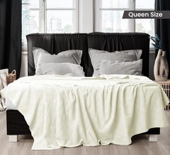 Utopia Bedding Ivory 100% Cotton Blanket [Queen Size – 90×90 Inch] 350GSM…