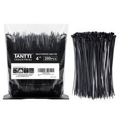 Zip Ties 4 inch (200 Pack), Small with 18 lb 4″ Black