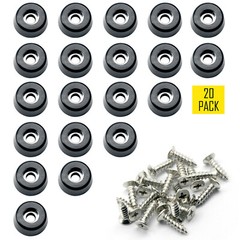 3/4″ Small Hard Rubber Bumper Feet with Stainless Washer and Screws, 20 Pack