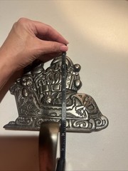 Grandeur Noel Cast Iron Silver Christmas Stocking Hanger Santa In Sleigh