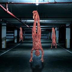 Halloween Bloody Dead Body, 4.6 ft Latex Skinned Full Body Hanging Corpse Tor…