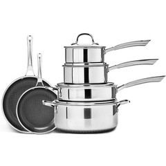 10-Pc Stainless Steel Pot and Pan Set with Lids, Non-Stick & Oven Safe, For Gas